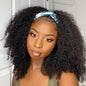 Headband Afro Kinky Curly Wigs For Women 200% Density Soft Human Hair Headband Wigs Easy To Wear No Glue Half Wig Natural Black Wig With Headband Attached Machine Made Non Lace Front Wigs (16-18inch) Beginner Best Cho