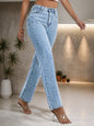 Women's Straight Leg Denim Pants, With Sturdy Nail Bead Decoration That Is Not Easy To Fall Off, Stylish And Elegant Style