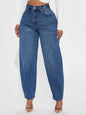 Womens Designer Washed-Blue Retro Flared Denim Jeans