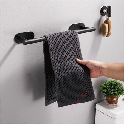 Toilet Towel Paper Wall Mount Holder Adhesive Black Silver Kitchen Roll Paper Stand Hanging Napkin Rack Bathroom Accessories WC