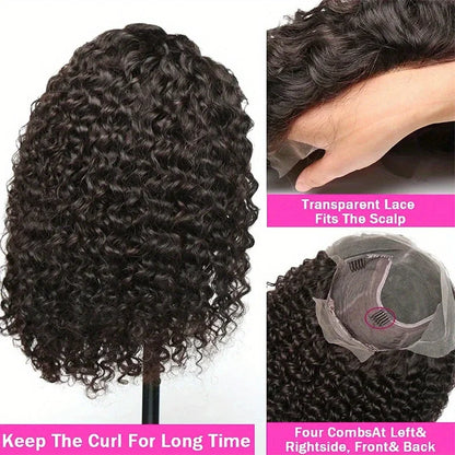 Short Bob Lace Front Curly Human Hair Wigs Deep Wave 13x4 Brazilian Lace Frontal  Wigs 4x4 Lace Closure Wig Deep Curly Short Bob Wigs 200% Density