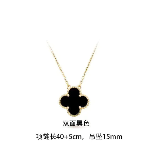 Fashionable Stainless Steel Double-Sided Clover Necklace