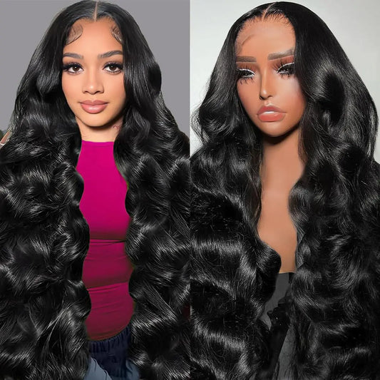 Body Wave Lace Front Wigs Human Hair 28 Inch 180% Density 13x4 HD Transparent Lace Frontal Wigs Human Hair Pre Plucked With Baby Hair Body Wave Glueless Human Hair Wigs Free Part Natural Color