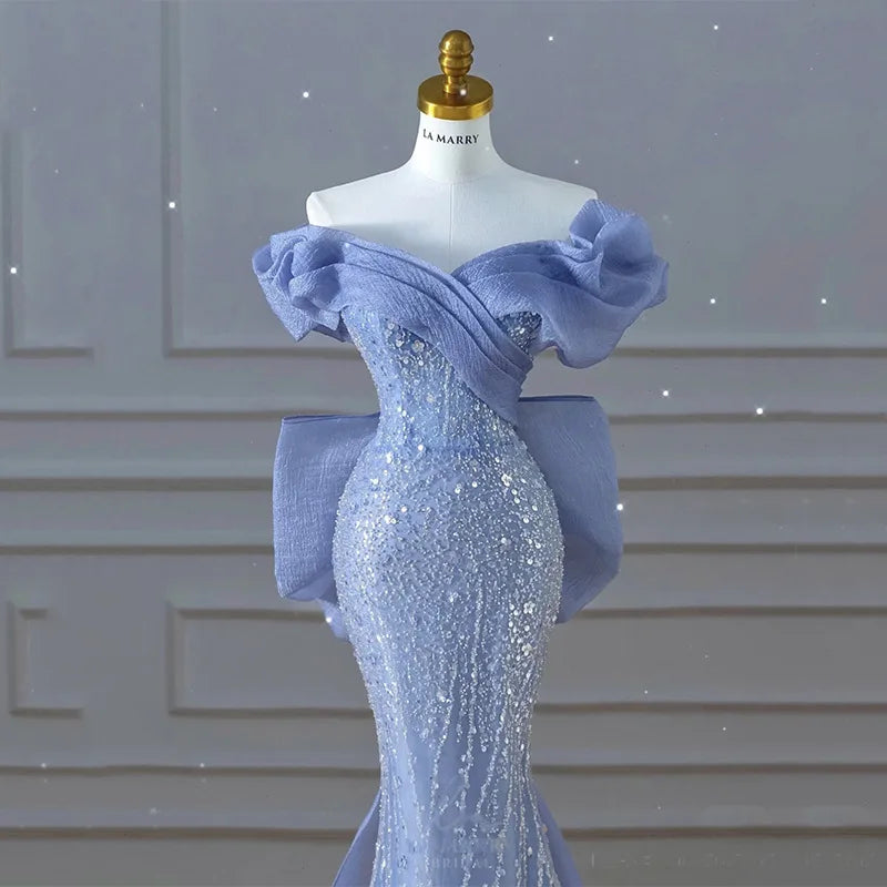 Elegant Royal Style Classic Dress Mermaid  Chapel Lace Pattern Decoration High-Level Sense Host Wedding  Dress