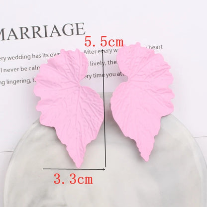 Pink Color Flower Drop Earrings for Women Summer Geometry Heart Leaf Butterfly Brincos Party Ear Jewelry Valentine's Day Gift