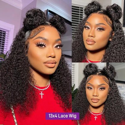 Short Bob Wigs HD Lace Front Curly Human Hair Wigs 13X4 Transparent Natural Kinky Curly Brazilian Frontal Wig