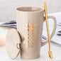 500ML Couple Cup Ceramic Coffee Mug With spoon an Cover Creative Valentine's Day Wedding Birthday Gift