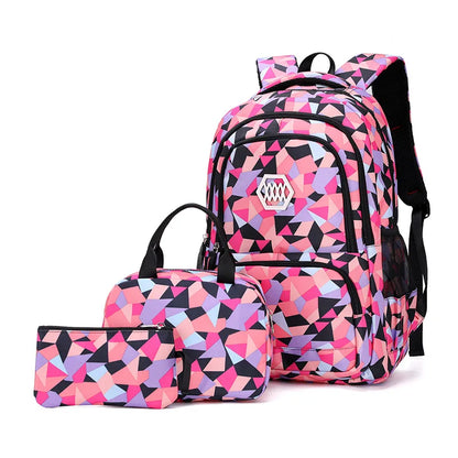 School Bags for Boys & Girl Teenagers  Printing Backpack Set Rucksack Bagpack for Kids