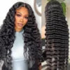 Brazilian Raw Virgin Remy Hair Natural Deep Wave Glueless Frontal Wig 13X4 Transparent HD Long Blonde Front Available Mix 99J