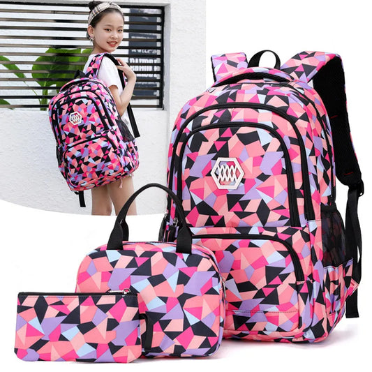 School Bags for Boys & Girl Teenagers  Printing Backpack Set Rucksack Bagpack for Kids