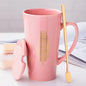 500ML Couple Cup Ceramic Coffee Mug With spoon an Cover Creative Valentine's Day Wedding Birthday Gift