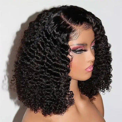 Short Bob Wigs HD Lace Front Curly Human Hair Wigs 13X4 Transparent Natural Kinky Curly Brazilian Frontal Wig