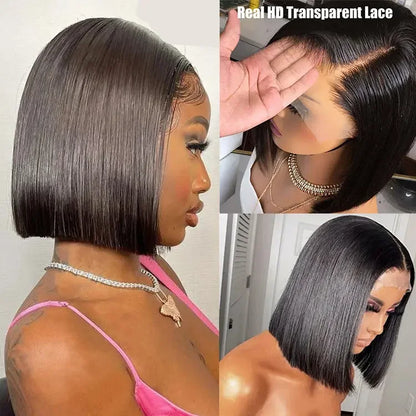 4x4 13X4 Lace Frontal Perruque Bob Natural 100% Human Weaves and Wig Bob Raw Indian Hair Bob Wigs