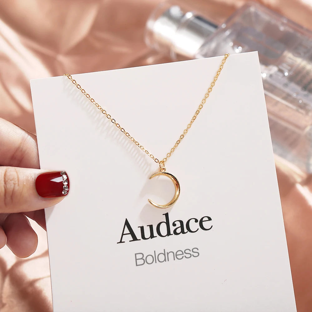 Gold Color Geometric Double Circle Pendant Necklace For Women Minimalism New Design Irregular Clavicle Chain Necklace Jewelry