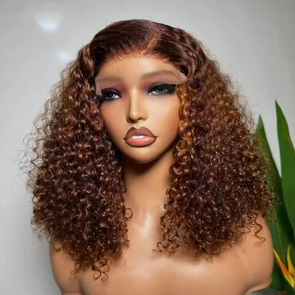 Jerry Curly Bob Wig Lace Front Human Hair Wigs for Women Brazilian Pre Plucked Transparent Lace Deep Curly Bob Wig