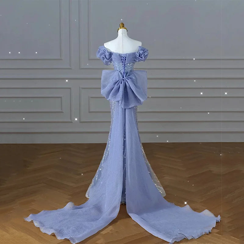 Elegant Royal Style Classic Dress Mermaid  Chapel Lace Pattern Decoration High-Level Sense Host Wedding  Dress