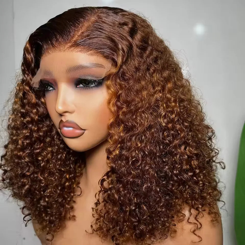 Jerry Curly Bob Wig Lace Front Human Hair Wigs for Women Brazilian Pre Plucked Transparent Lace Deep Curly Bob Wig