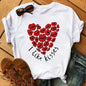 Maycaur Colorful Heart Flower Print Women Tshirt Summer Casual Funny Graphic T Shirt 90s Lady Yong Girl Valentine's Day Gifts