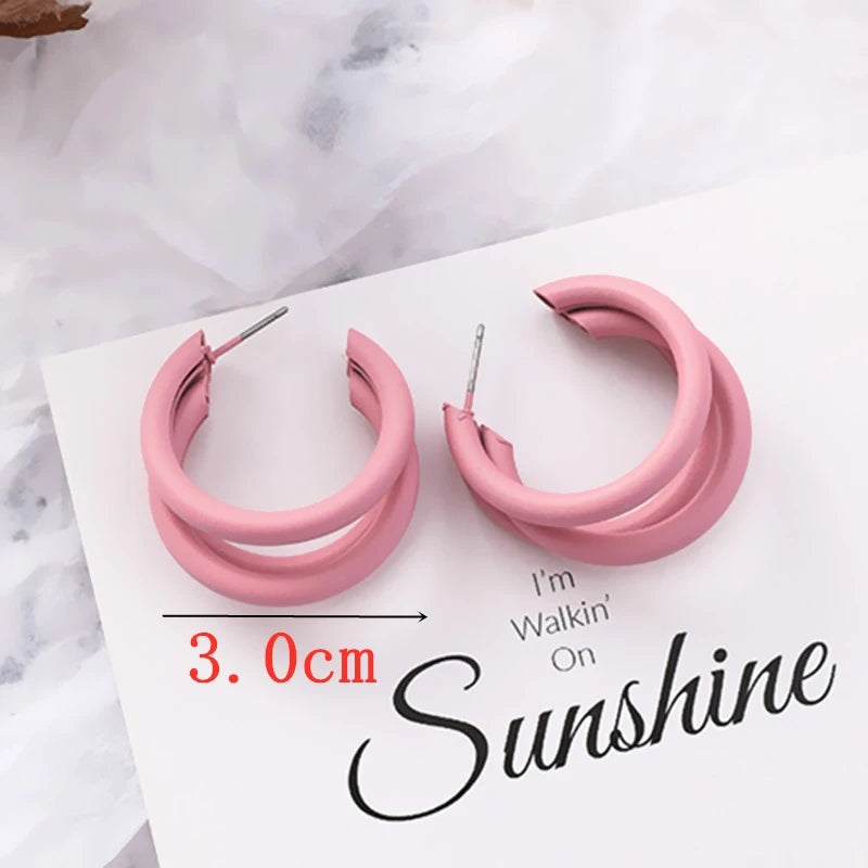 Pink Color Flower Drop Earrings for Women Summer Geometry Heart Leaf Butterfly Brincos Party Ear Jewelry Valentine's Day Gift