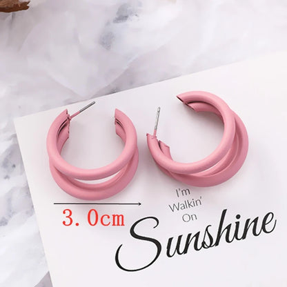Pink Color Flower Drop Earrings for Women Summer Geometry Heart Leaf Butterfly Brincos Party Ear Jewelry Valentine's Day Gift
