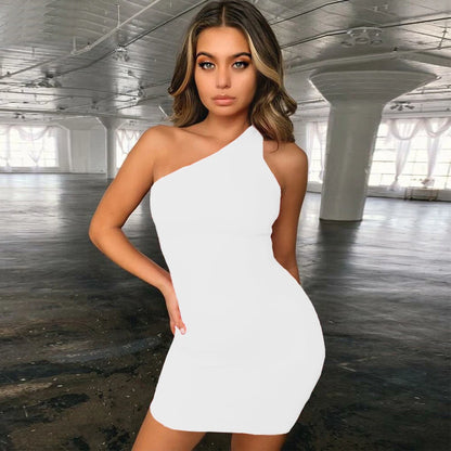 Women Dress Backless Bodycon One Shoulder Dresses Mini Sundress Elegant Dress