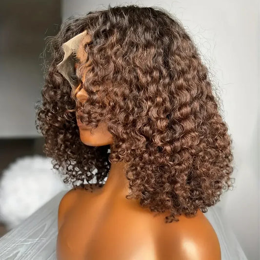 Jerry Curly Bob Wig Lace Front Human Hair Wigs for Women Brazilian Pre Plucked Transparent Lace Deep Curly Bob Wig