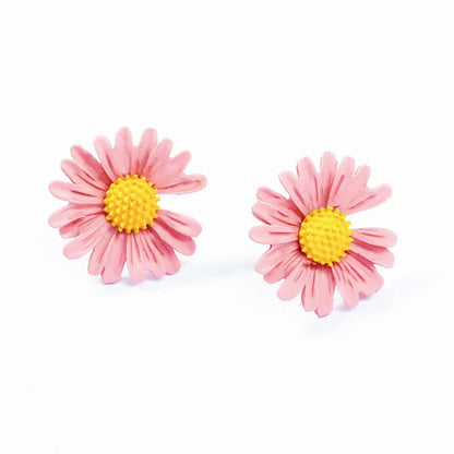 Pink Color Flower Drop Earrings for Women Summer Geometry Heart Leaf Butterfly Brincos Party Ear Jewelry Valentine's Day Gift