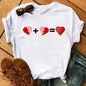 Maycaur Colorful Heart Flower Print Women Tshirt Summer Casual Funny Graphic T Shirt 90s Lady Yong Girl Valentine's Day Gifts