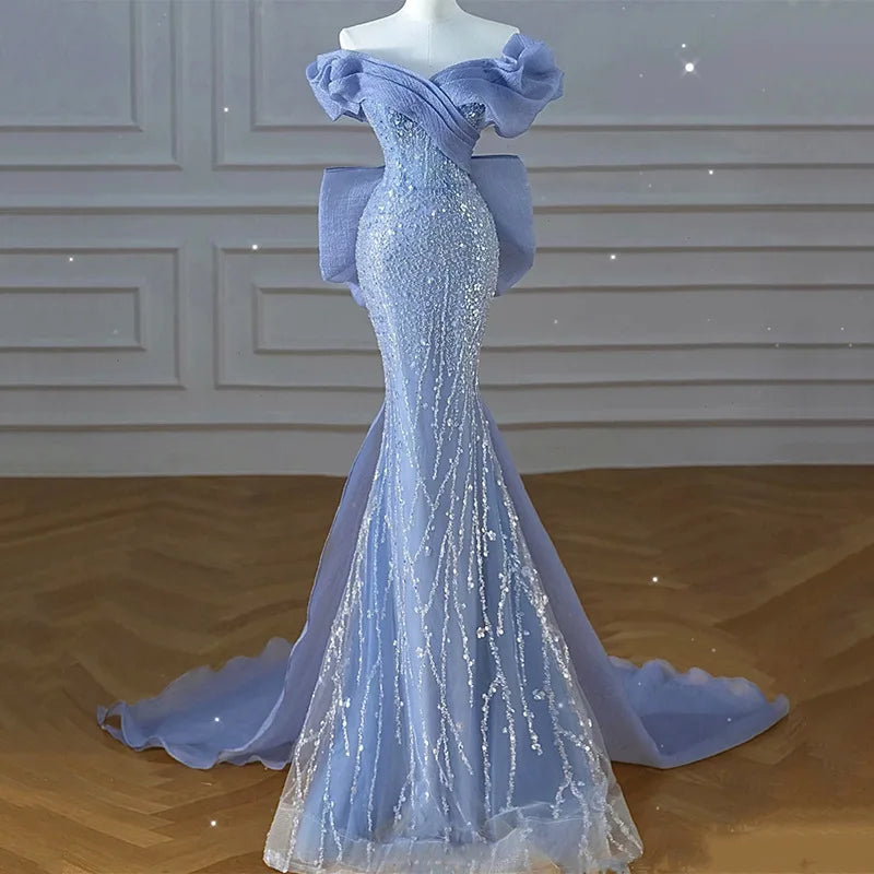Elegant Royal Style Classic Dress Mermaid  Chapel Lace Pattern Decoration High-Level Sense Host Wedding  Dress