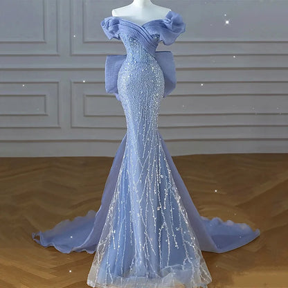 Elegant Royal Style Classic Dress Mermaid  Chapel Lace Pattern Decoration High-Level Sense Host Wedding  Dress