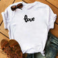 Maycaur Colorful Heart Flower Print Women Tshirt Summer Casual Funny Graphic T Shirt 90s Lady Yong Girl Valentine's Day Gifts