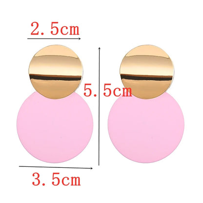 Pink Color Flower Drop Earrings for Women Summer Geometry Heart Leaf Butterfly Brincos Party Ear Jewelry Valentine's Day Gift