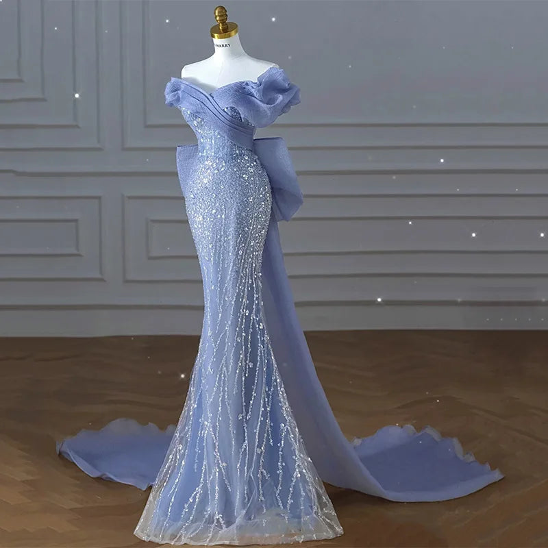Elegant Royal Style Classic Dress Mermaid  Chapel Lace Pattern Decoration High-Level Sense Host Wedding  Dress