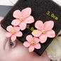 Pink Color Flower Drop Earrings for Women Summer Geometry Heart Leaf Butterfly Brincos Party Ear Jewelry Valentine's Day Gift