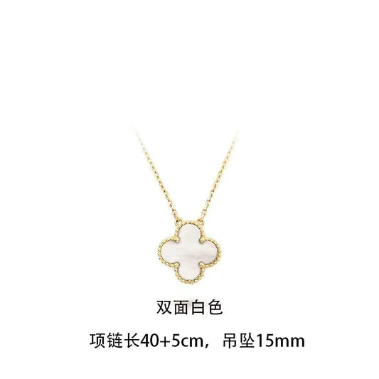 Fashionable Stainless Steel Double-Sided Clover Necklace