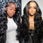 Hailriss Body Wave HD Lace Front Wigs Human Hair Pre Plucked 24 Inch 180% Density 13x6 Glueless Frontal Wigs Human Hair Lace Front Wigs for Black Women Human Hair Natural Black