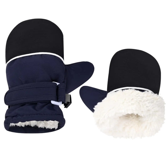 Weradau Fleece Lined Mittens for Baby Boys GirlsInfant Baby Toddler Little Kids Winter Gloves Mittens for Children 2-4 Years Navy