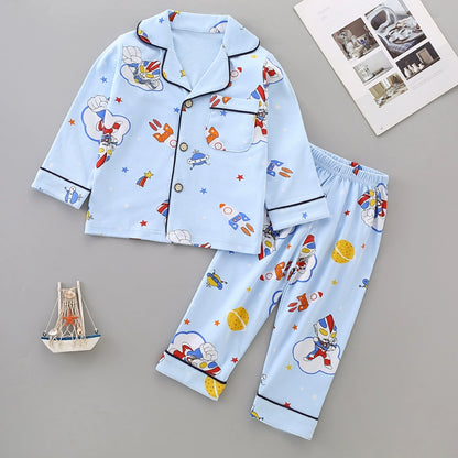 Long Sleeves Cotton Pajamas For Baby and Boys