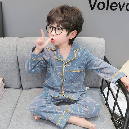 Long Sleeves Cotton Pajamas For Baby and Boys