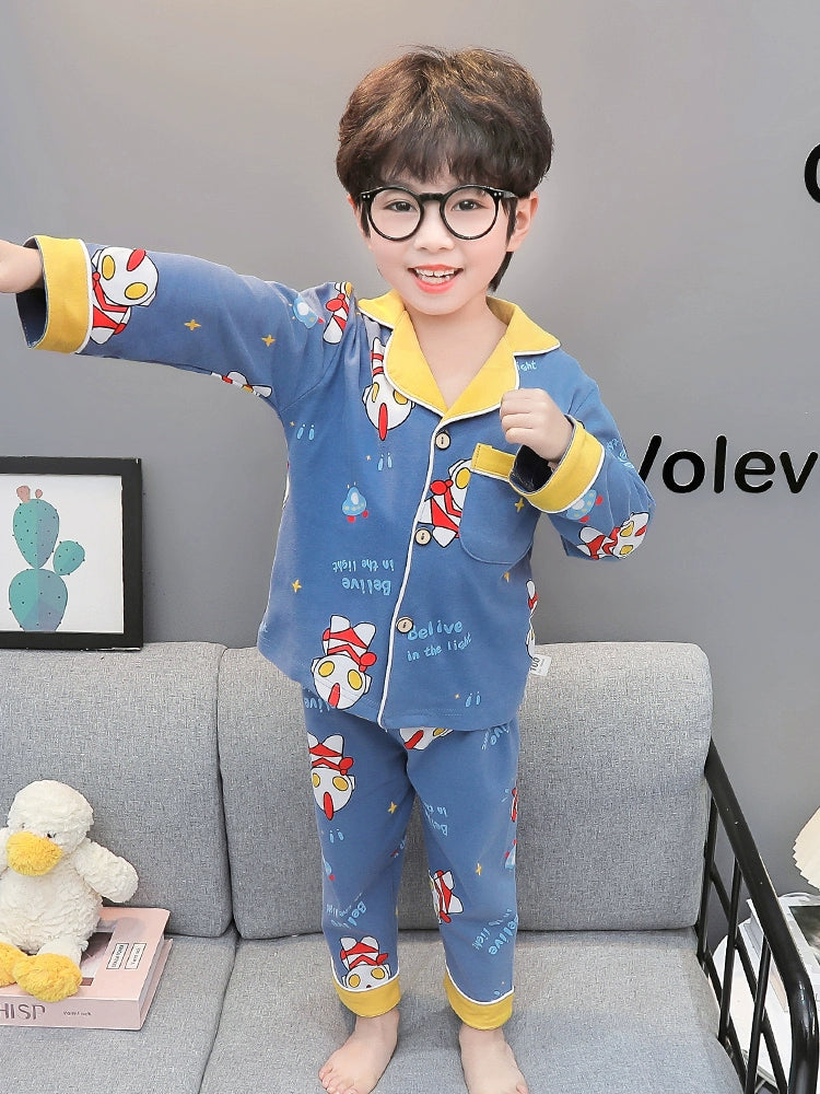 Long Sleeves Cotton Pajamas For Baby and Boys