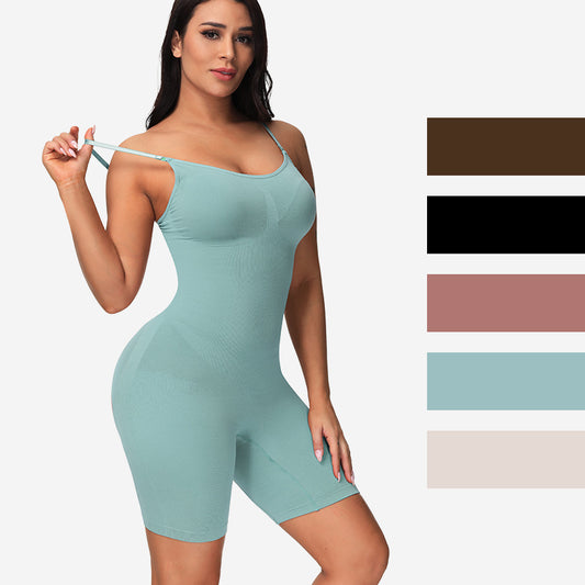 Women's Solid Backless Seamless Shapewear Romper, Casual Comfy Tummy Control Hip Lifting Shape For Daily Wear, Ladies Shapewear For All Seasons