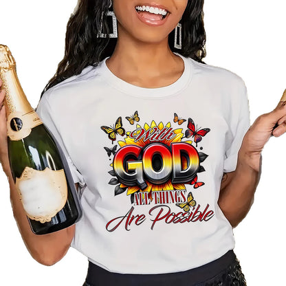 Printed Casual Plus Size Round Neck Short Sleeve T-shirt