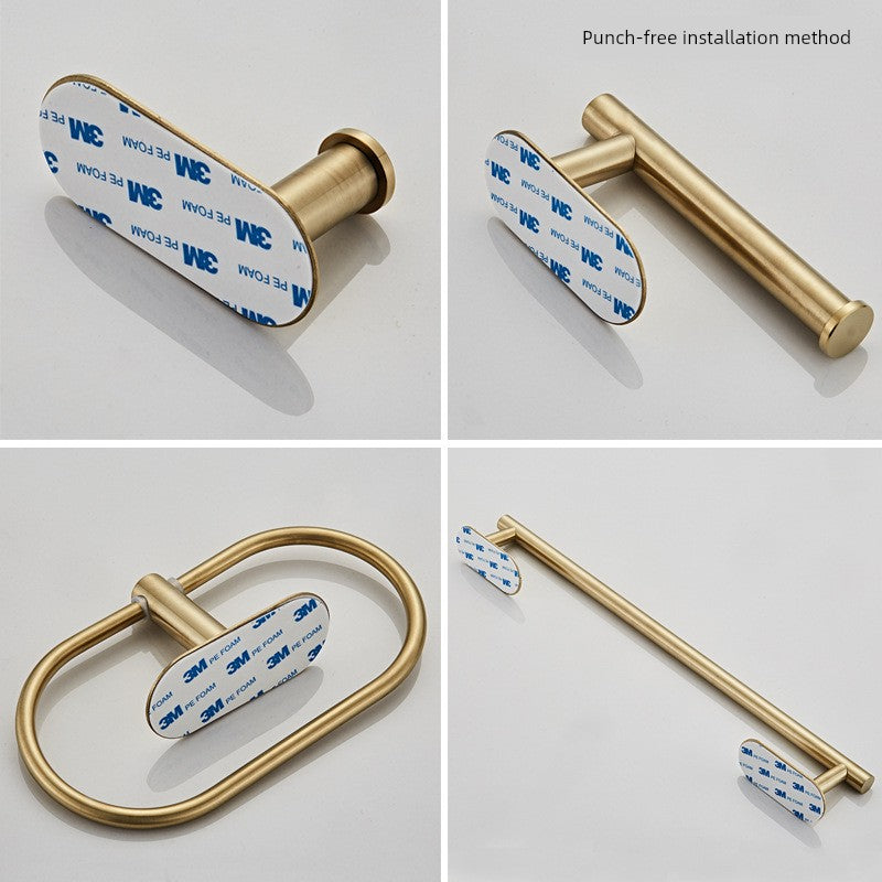 Shengruijia Brushed Gold Stainless Steel Clothes Hook Towel Bar