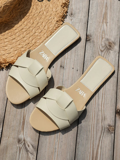Slippers For Women's Shoes Square Head Cross Flat Summer Sandals Simple Flip-flops summervebes