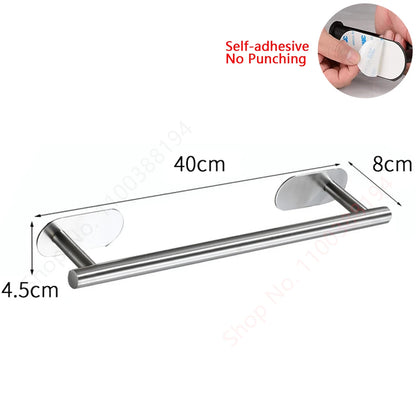 Toilet Towel Paper Wall Mount Holder Adhesive Black Silver Kitchen Roll Paper Stand Hanging Napkin Rack Bathroom Accessories WC