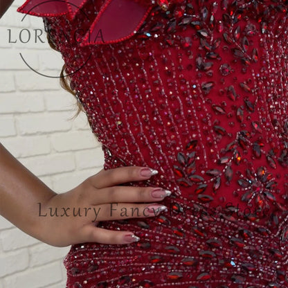 Magnificent Crystal Prom Dresses for Woman Strapless Sequin Mermaid Evening Party Gowns Customized Plus Size robe d'été femme