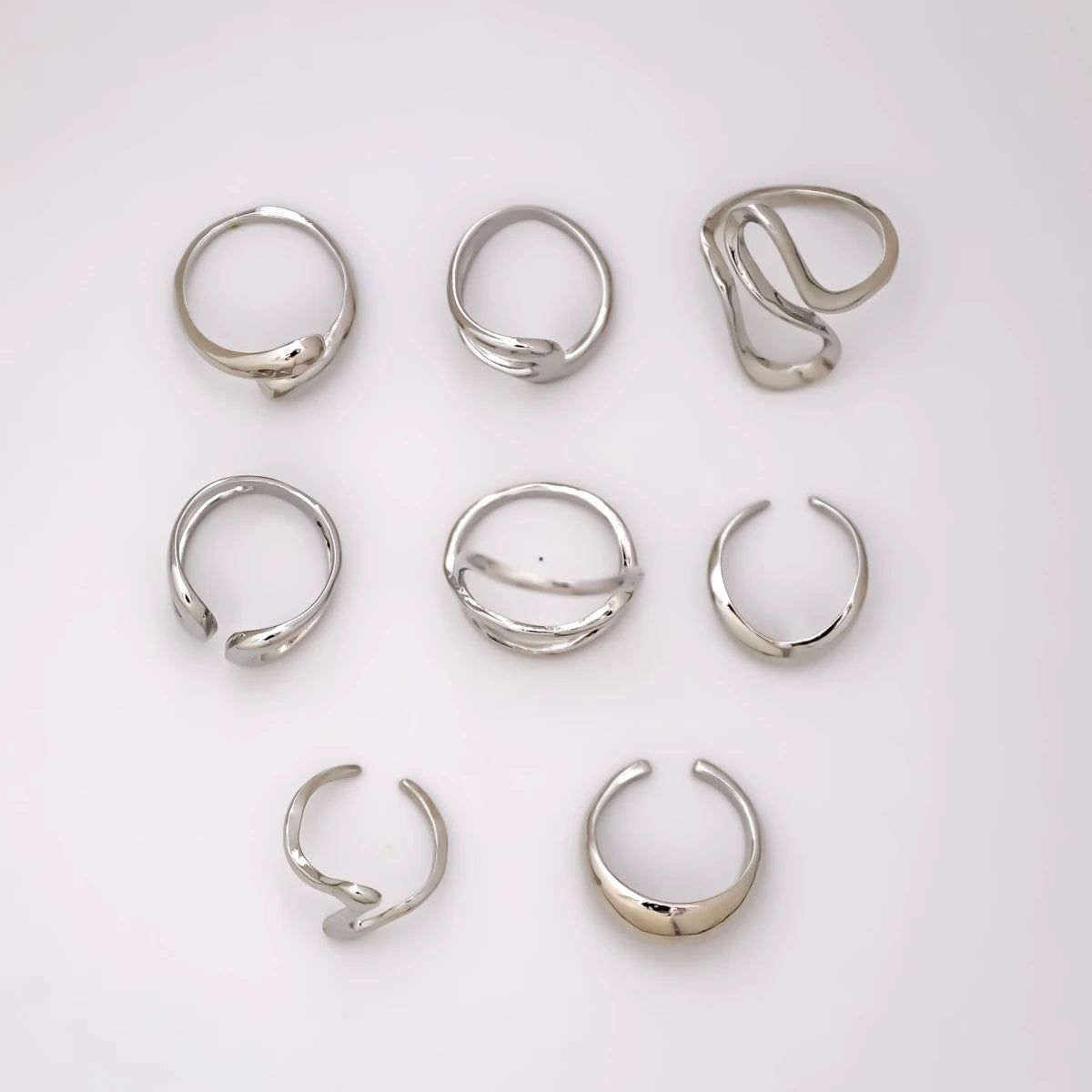 8Pcs/Set Fashion Irregular Lines Water Drop Rings for Women Men Exaggerated Punk Retro Boho Fashion Jewelry Gifts