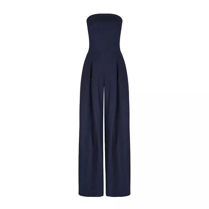 Women's Jumpsuits Strapless Back Sexy Solid Color Temperament Party Evening Slim High Waist Bodysuit Women