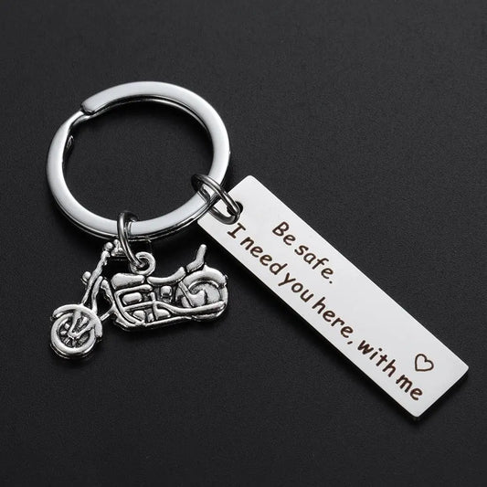 Stainless Steel Keyring Keychain Personalized Pendant Dad Boyfriend Gifts Drive Safe Keyring I Need You Here with me for Men