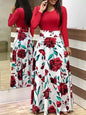 flower color matching dresses, long dresses, for women's